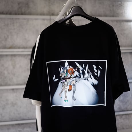【AFYF】 MESH OVERSIZED 転写PRINT T SHIRT [BK-BASS&GU]