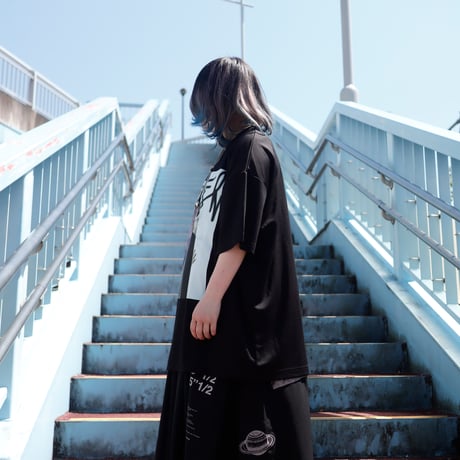 【AFYF】 MESH OVERSIZED 転写PRINT T SHIRT [BK-HAIR ]