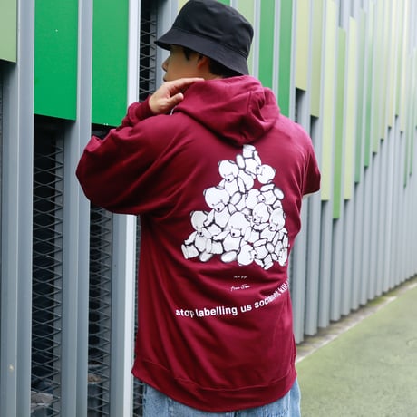 【AFYF ON GILDAN社】 DARK BEAR HOODED SW [MAROON-TSUMUTSUMU]