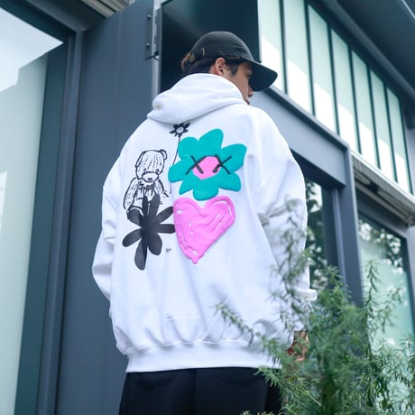 【AFYF ON GILDAN社】 SOUVENIR HOODED SW3 [WHITE-BEAR FLOWER]