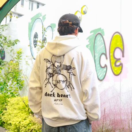 【AFYF ON GILDAN社】 SOUVENIR HOODED SW3 [WHITE-DRUM BEAR]