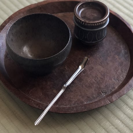 南鐐中節茶杓【いぶし銀】