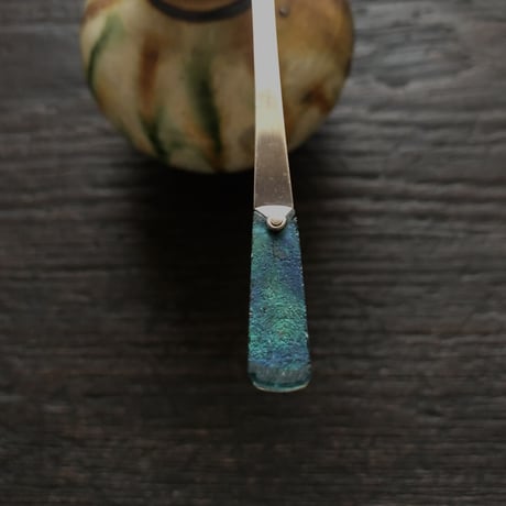 南鐐古代ガラス蓮弁茶杓
