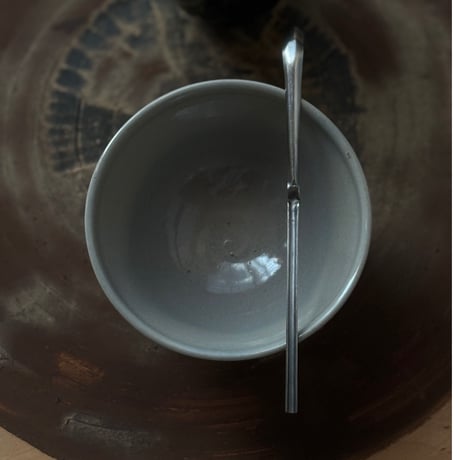 南鐐中節茶杓（十三夜）【軽めのいぶし銀仕上げ】