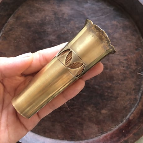 黄銅輪花茶筅筒【小•茶筅付】
