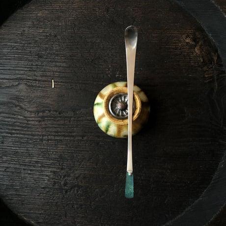 南鐐古代ガラス蓮弁茶杓