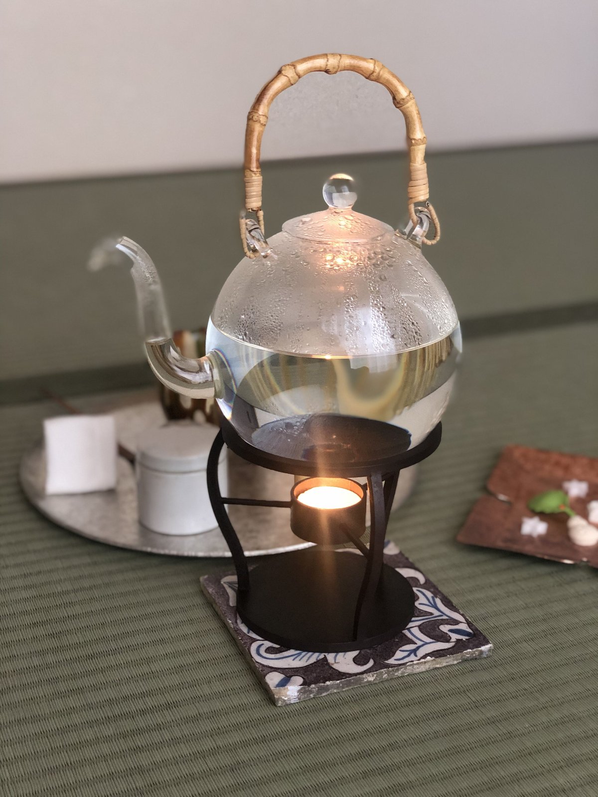 アメリカン ヴィンテージ キャンドルホルダー ２脚組、鉄ガラス工芸、レア アメリカン ヴィンテージ キャンドルホルダー 2脚組、鉄ガラス工芸