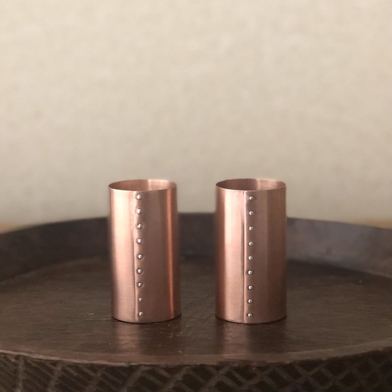 銅茶巾筒【銀綴じ目】 | metal smith Yukari Ohara