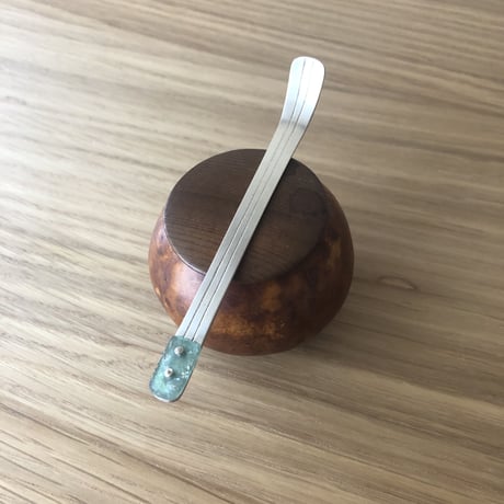 銀製古代ガラス茶杓
