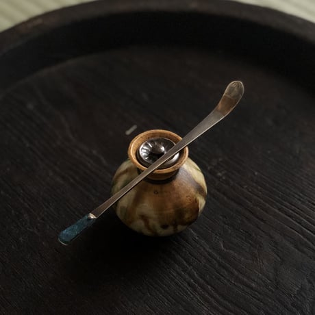 南鐐古代ガラス蓮弁茶杓