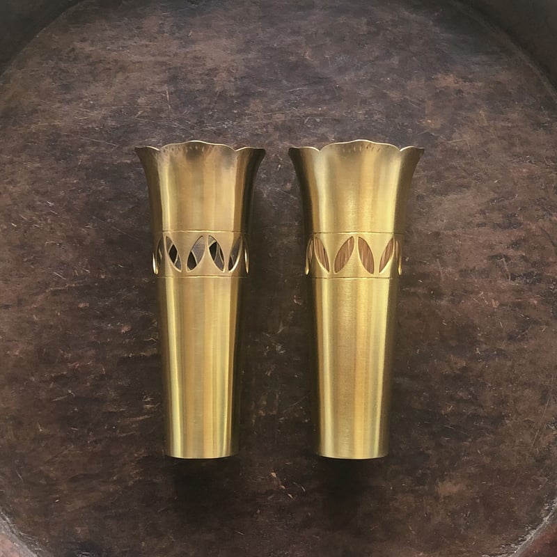 黄銅輪花茶筅筒【小•茶筅付】 | metal smith Yukari Ohara