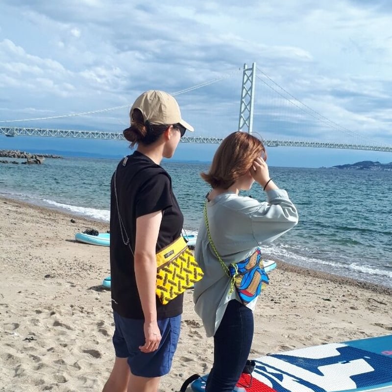 アフリカ布と帆布のサコッシュ | FOR ME