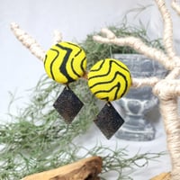 アフリカンプリント イエロー ピアス/イヤリング