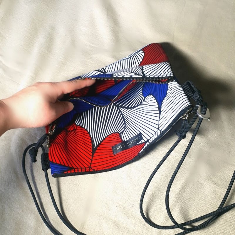 アフリカ布と帆布のサコッシュ | FOR ME