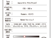 Tanzania Acacia Hills AA (Washed) 　タンザニア・アカシアヒルズAA（ウォッシュド）