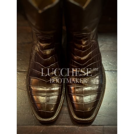 Special vintage【LUCCHESE】CAIMAN LEATHER SIDE ZIP BOOTS　9H
