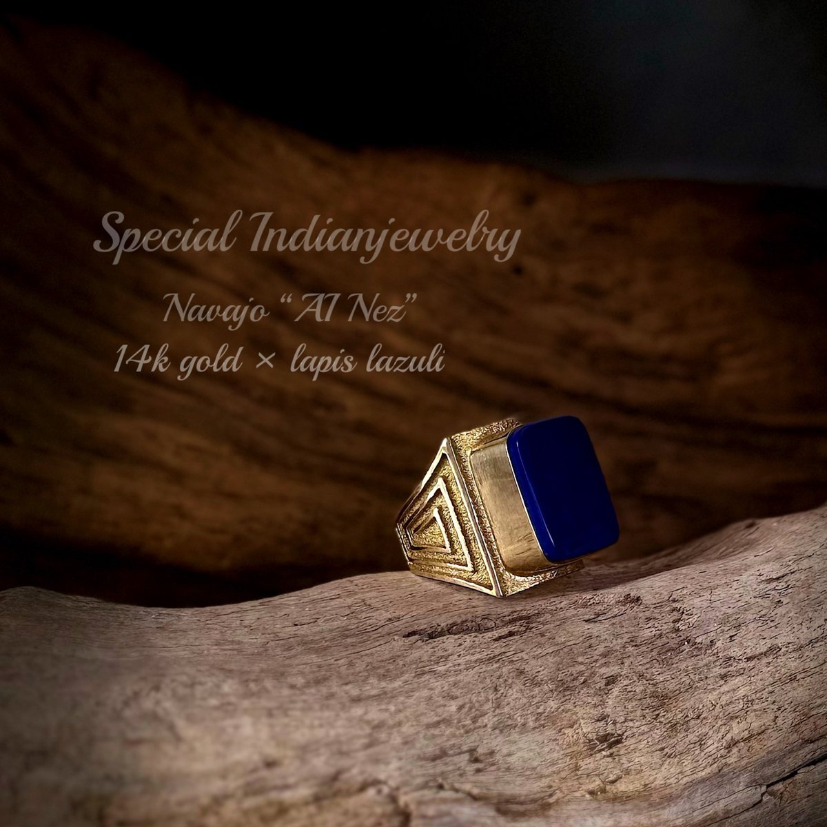 Indianjewelry】Navajo “Al Nez” 14k×lapis lazuli