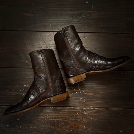 Special vintage【LUCCHESE】CAIMAN LEATHER SIDE ZIP BOOTS　9H