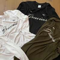 ハグ | HUG ロゴ 第二段ありがとう長袖シャツ ブラック&カーキ&ホワイト arigatou  GRACIAS