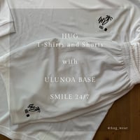 受注生産 ダブルネーム ULUNOA BASE コラボ HUG | ハグ UNロゴ Tシャツ ショーツ