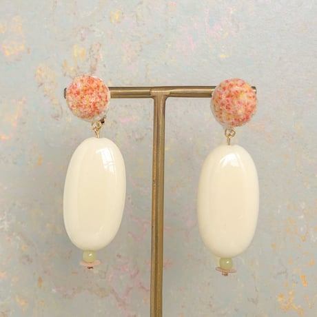fluffy jewel / retro pink イヤリング