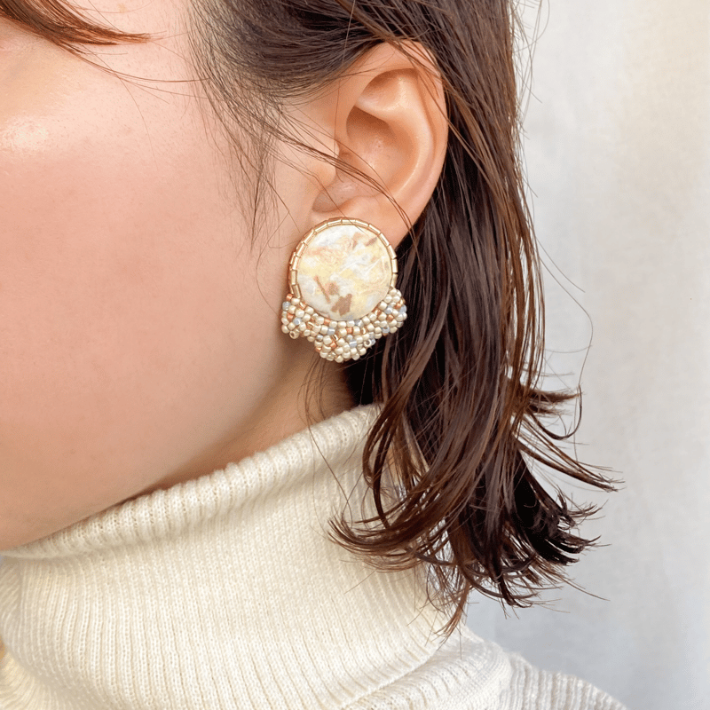 【LES CLEIAS】ラミンイヤリング 全4色】糸くずを再利用したピアス・イヤリング re:lint -minori