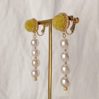 fluffy jewel /  pistachio×pearl イヤリング