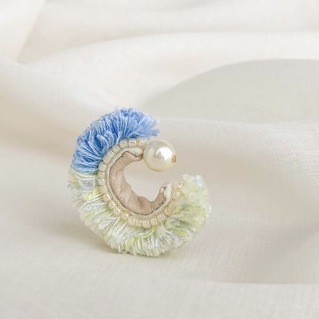 fluffy ear cuff _ blue×multi color