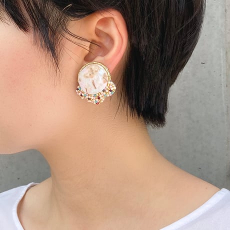 【全4色】糸くずを再利用したピアス・イヤリング re:lint -minori-