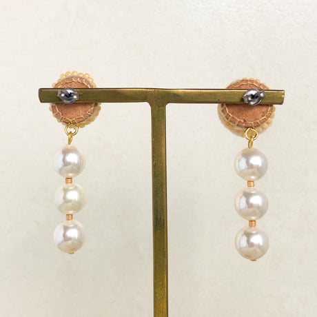 fluffy jewel / pistachio×pink ピアス
