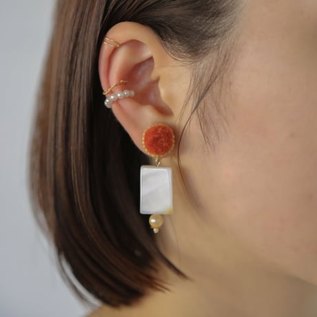 fllufy jewel / terracotta 刺繍イヤリング