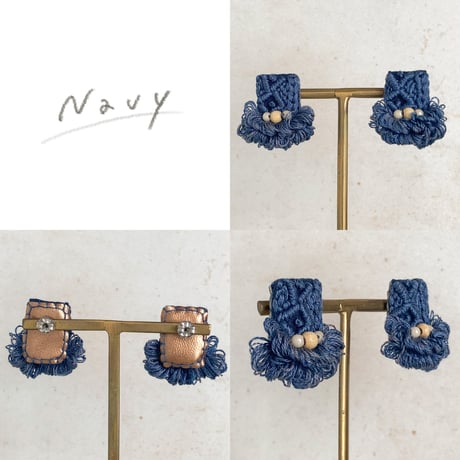 【全3色】ケーブルニットのような刺繍の耳飾り_ knit