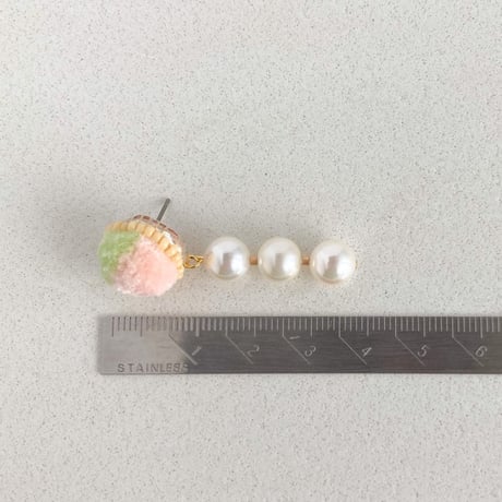 fluffy jewel / pistachio×pink ピアス