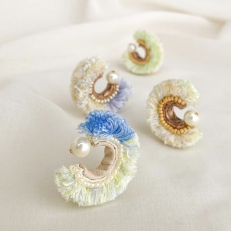 fluffy ear cuff _ blue×multi color