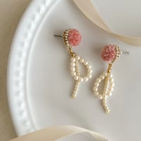 fluffy jewel /パールの揺れるピアス・イヤリング_old rose