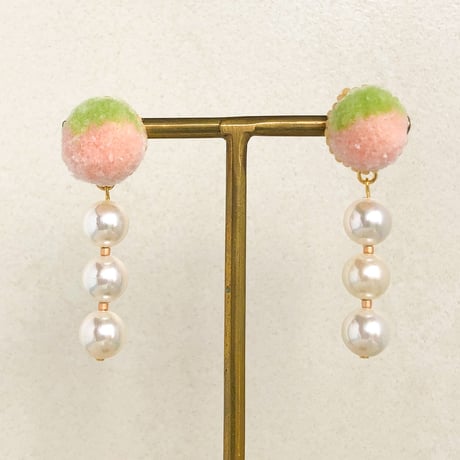 fluffy jewel / pistachio×pink ピアス
