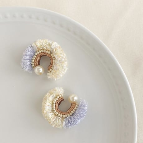 fluffy ear cuff _ lavender×multi color