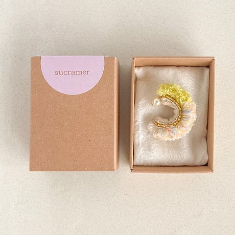 fluffy ear cuff _ light green×multi color