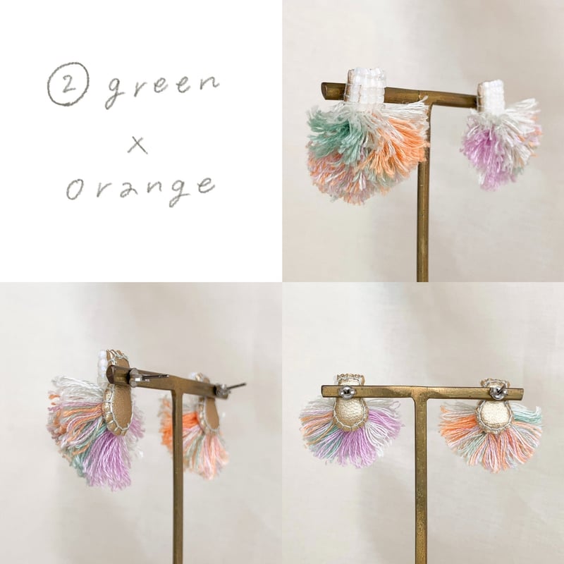 全2色】shower / ニードルパンチ刺繍で作るフリンジピアス・イヤリング