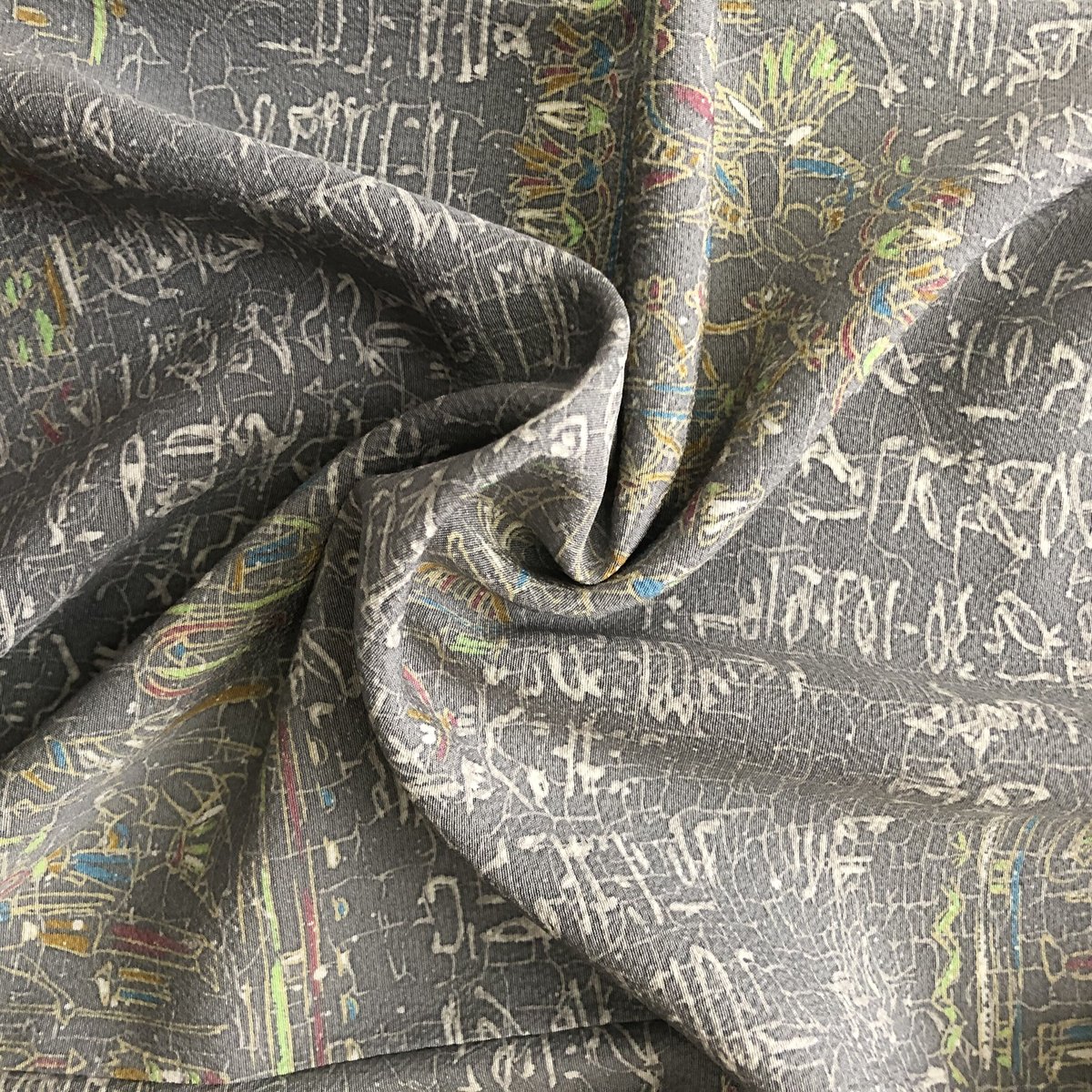 袷 小紋 NAK-16 グレー地にコプト柄 しつけ糸付き | リサイクルの着物