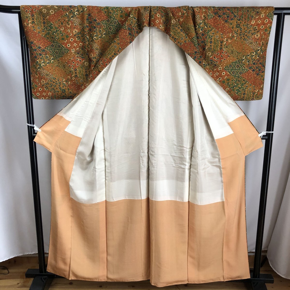 袷小紋 裂取り更紗小紋 NAK-14 | リサイクルの着物屋 着楽庵
