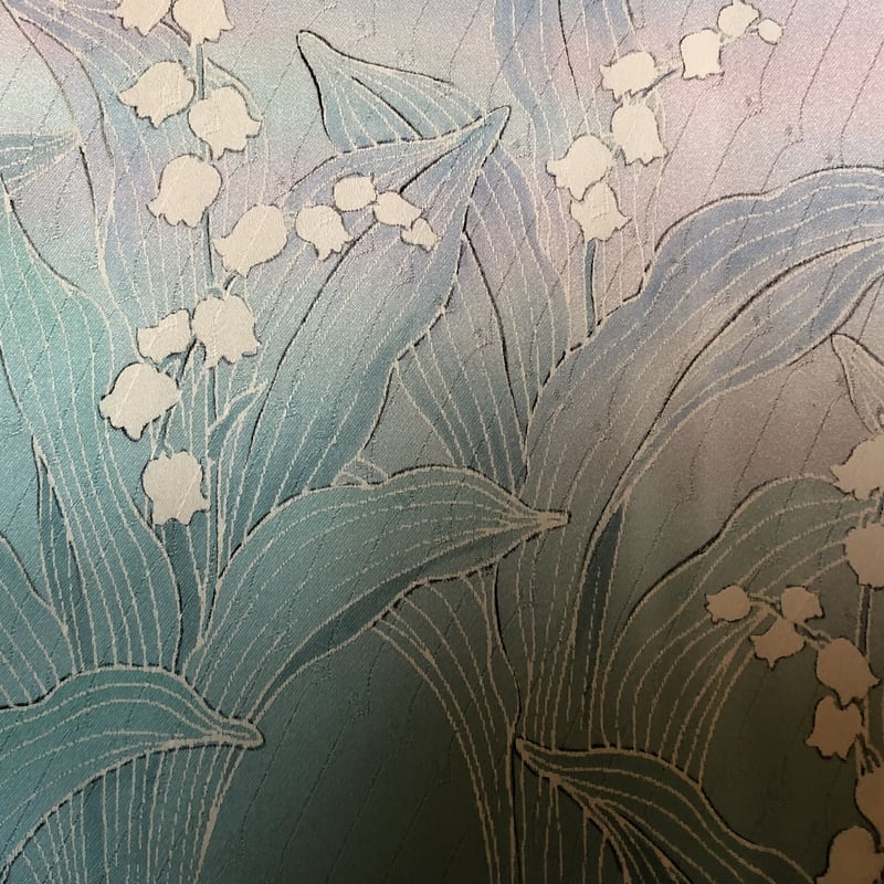 袷 訪問着 ブルーぼかし 鈴蘭 椿 NAH-2 | リサイクルの着物屋 着楽庵