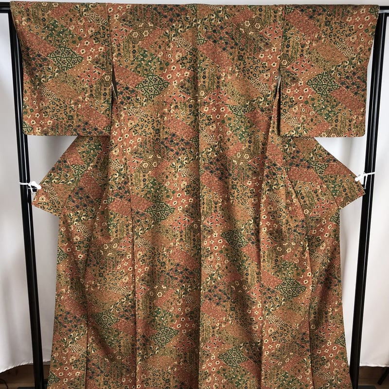 袷小紋 裂取り更紗小紋 NAK-14 | リサイクルの着物屋 着楽庵