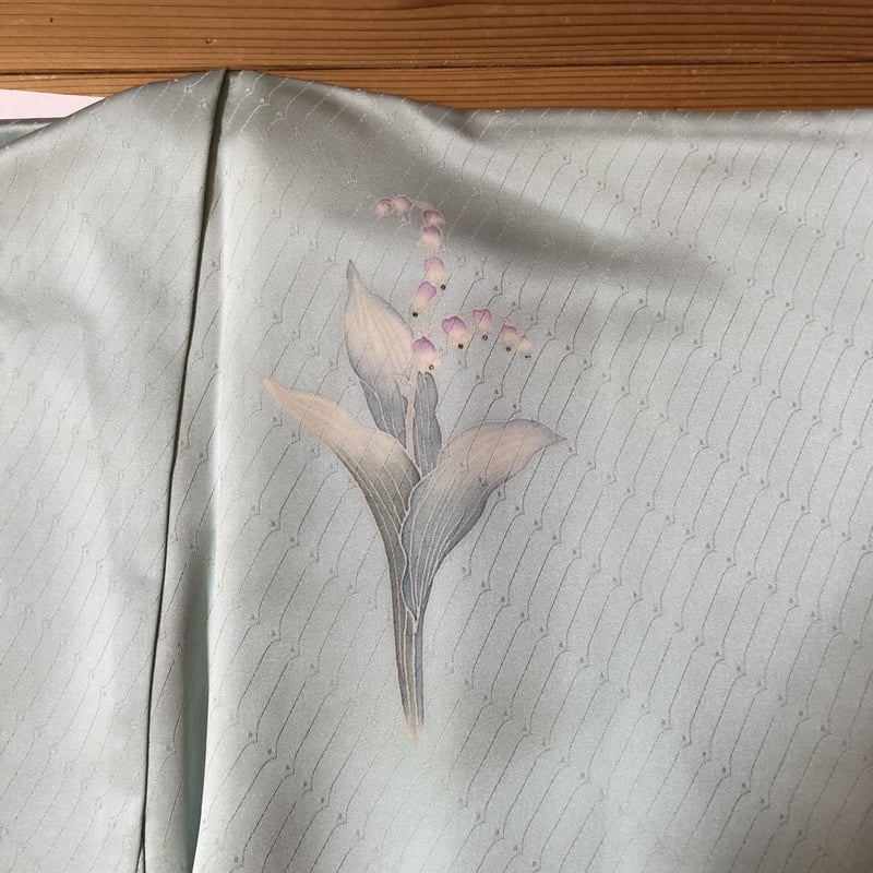 袷 訪問着 ブルーぼかし 鈴蘭 椿 NAH-2 | リサイクルの着物屋 着楽庵