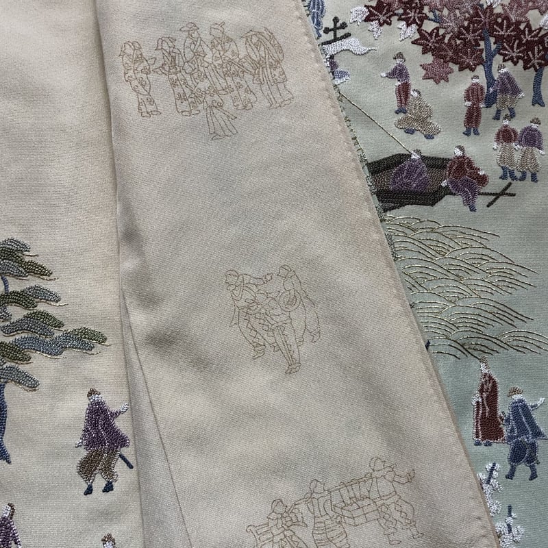 色留袖 金駒刺繍 船 松 竹 杜若 東京ますいわ屋誂え ベージュ NK-1010 色留袖 金駒刺繍 船 松 竹 杜若 東京ますいわ屋誂え ベージュ NK
