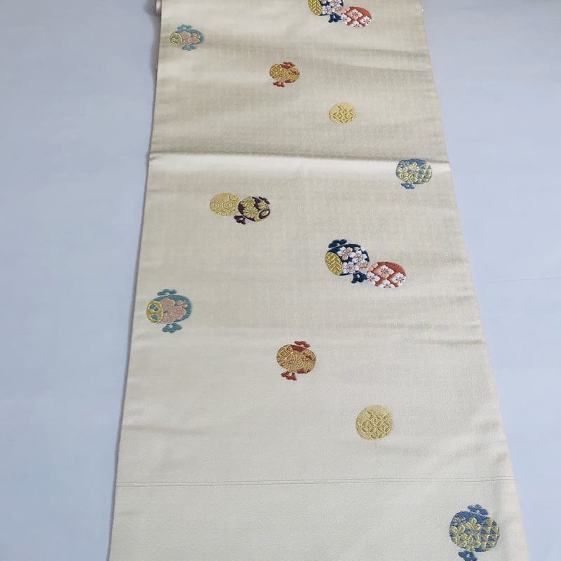 名古屋帯 単衣 小紋 紬 ベージュ 無地 万能 名古屋帯 単衣 小紋 紬