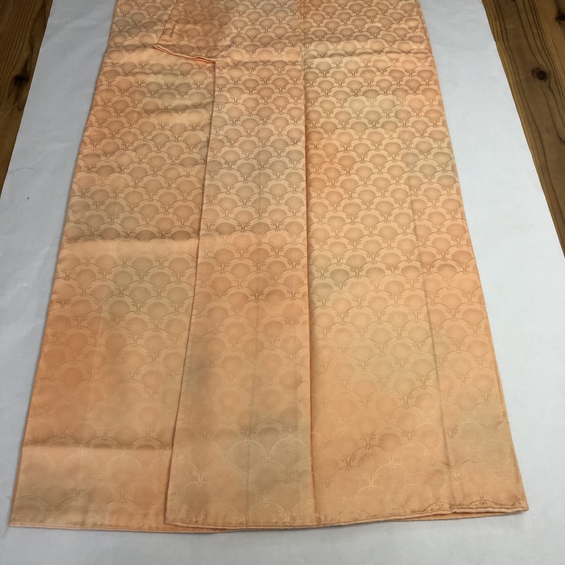 有名なブランド ぼかし 裄66 青海波の地模様 一つ紋 U-3766 正絹 着物 色無地 着物・浴衣