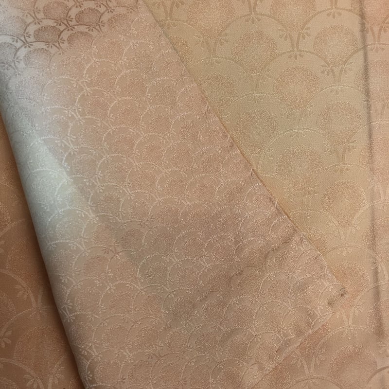 袷 色無地NAM-7 淡いオレンジピンクのぼかし 青海波 | リサイクルの