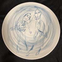 [陶芸作品] 弥次喜多 手描き皿「原の宿」