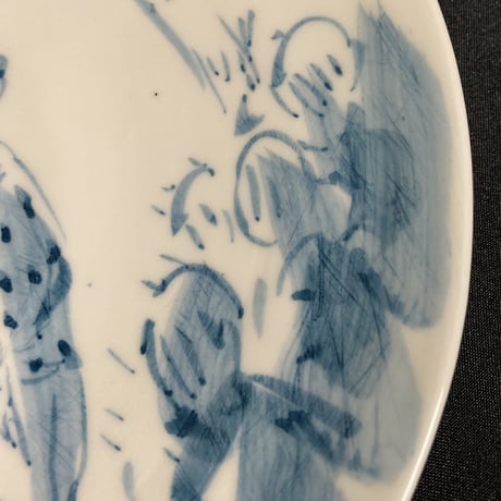 [陶芸作品] 弥次喜多 手描き皿「江尻」